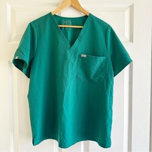 Figs Green Catarina One Pocket VNeck‎ Split Hem Short Sleeve Scrub Top Size XL